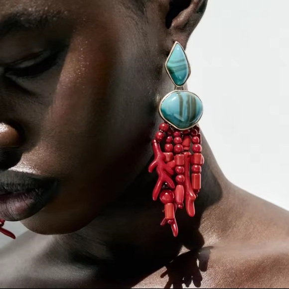 Zara Resin Beaded Dangle Earrings - Picture 1 of 7